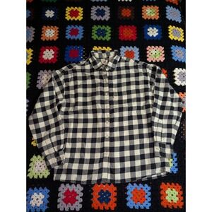Levi's Flannel Button Down Shirt Black White Buffalo Size XS